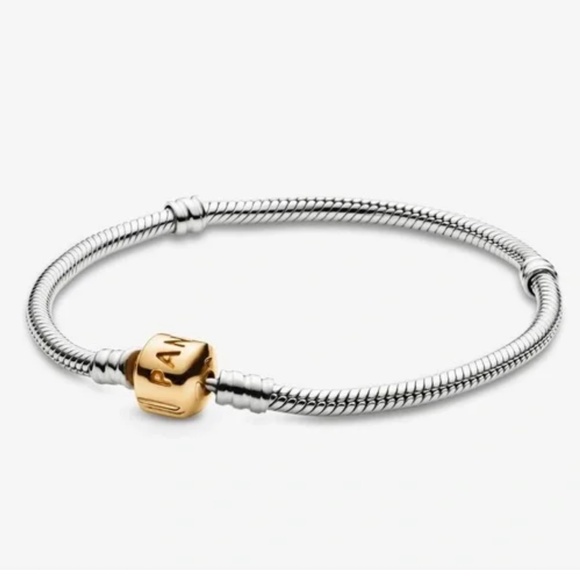 Pandora two ton bracelet 14k solid gold clasp - Picture 2 of 6